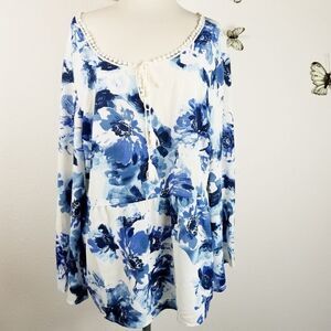 Unique spectrum plus size boho peasant blouse